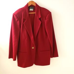 Vintage Red Wool One Button Blazer